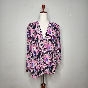 IRO Bixie Abstract Watercolor Print Fall 2019 Runway Blouse Size FR40/US8